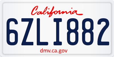 CA license plate 6ZLI882