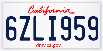 CA license plate 6ZLI959