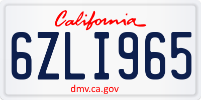CA license plate 6ZLI965