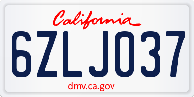 CA license plate 6ZLJ037