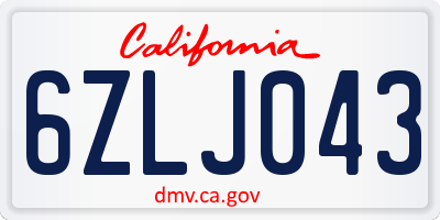 CA license plate 6ZLJ043