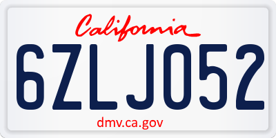 CA license plate 6ZLJ052