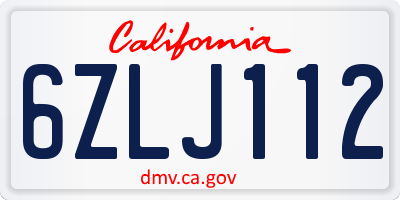 CA license plate 6ZLJ112