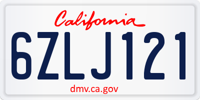 CA license plate 6ZLJ121