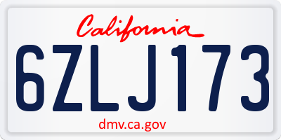 CA license plate 6ZLJ173