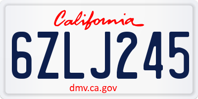 CA license plate 6ZLJ245