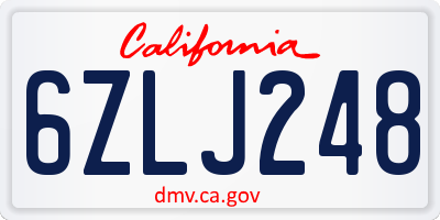CA license plate 6ZLJ248