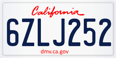 CA license plate 6ZLJ252