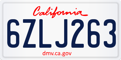 CA license plate 6ZLJ263