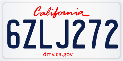 CA license plate 6ZLJ272