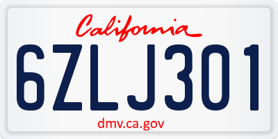 CA license plate 6ZLJ301
