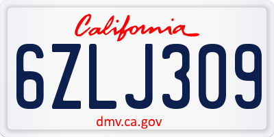 CA license plate 6ZLJ309