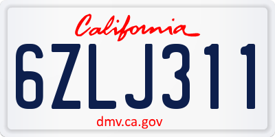 CA license plate 6ZLJ311