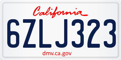 CA license plate 6ZLJ323