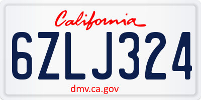 CA license plate 6ZLJ324