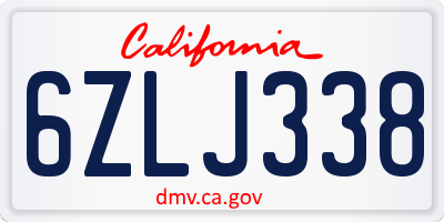 CA license plate 6ZLJ338