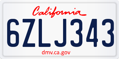 CA license plate 6ZLJ343
