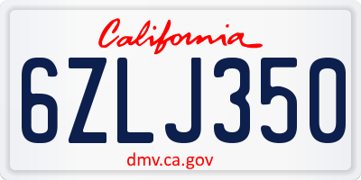 CA license plate 6ZLJ350