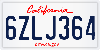 CA license plate 6ZLJ364