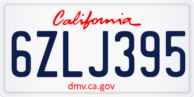 CA license plate 6ZLJ395