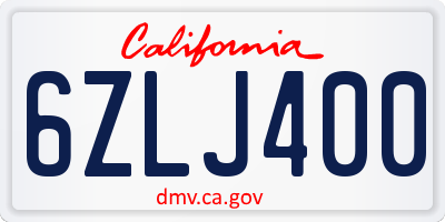 CA license plate 6ZLJ400