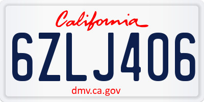 CA license plate 6ZLJ406