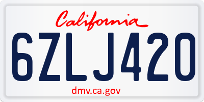 CA license plate 6ZLJ420