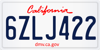 CA license plate 6ZLJ422