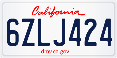 CA license plate 6ZLJ424