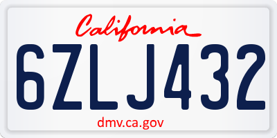 CA license plate 6ZLJ432