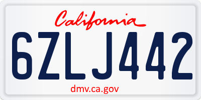 CA license plate 6ZLJ442