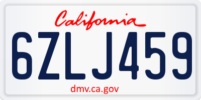 CA license plate 6ZLJ459