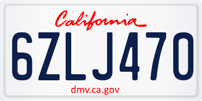 CA license plate 6ZLJ470