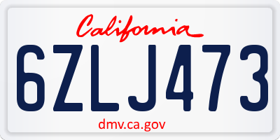 CA license plate 6ZLJ473