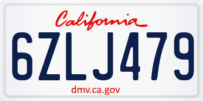 CA license plate 6ZLJ479