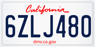 CA license plate 6ZLJ480