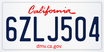 CA license plate 6ZLJ504