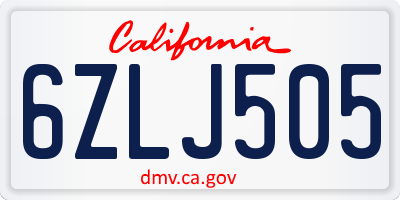 CA license plate 6ZLJ505