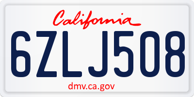 CA license plate 6ZLJ508