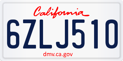 CA license plate 6ZLJ510