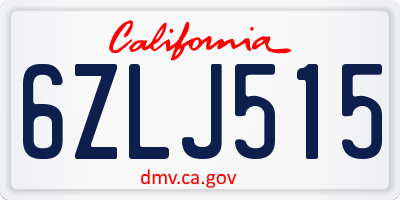 CA license plate 6ZLJ515