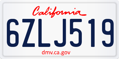 CA license plate 6ZLJ519