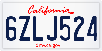 CA license plate 6ZLJ524