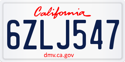 CA license plate 6ZLJ547