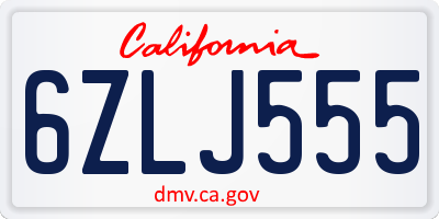 CA license plate 6ZLJ555