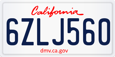CA license plate 6ZLJ560