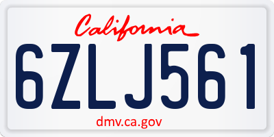 CA license plate 6ZLJ561
