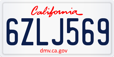 CA license plate 6ZLJ569