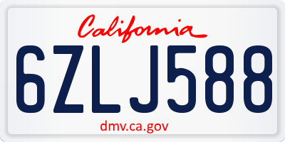 CA license plate 6ZLJ588