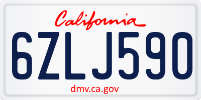 CA license plate 6ZLJ590